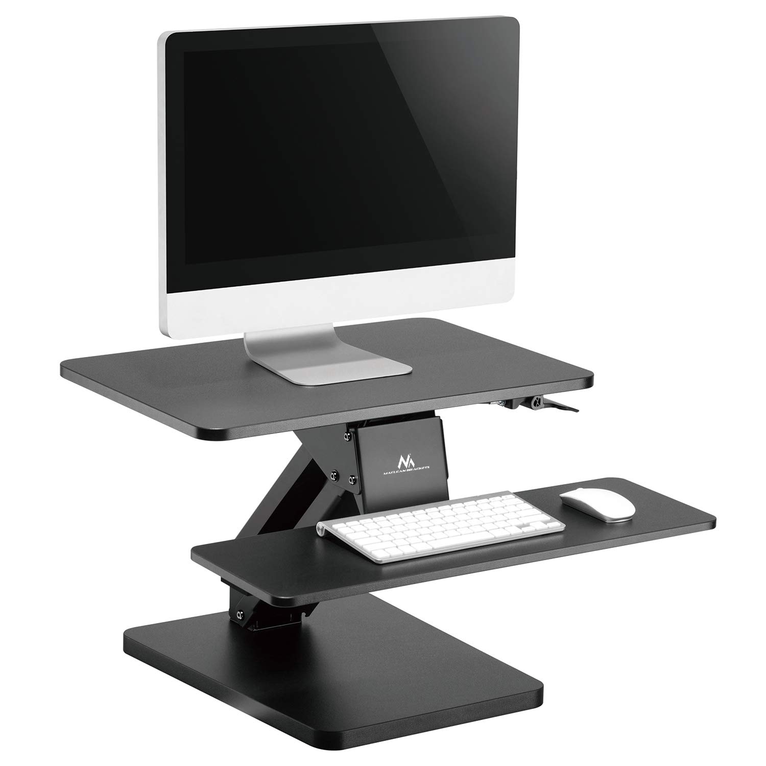 Maclean MC-882 Podstawka na Monitor i Klawiaturę do Pracy Stojąco Siedzącej z Sprężyną Gazową, Ergonomiczne Biurko na Laptopa Stolik na Ekran oraz Klawiaturę, Podstawka na Sprzęt Komputerowy