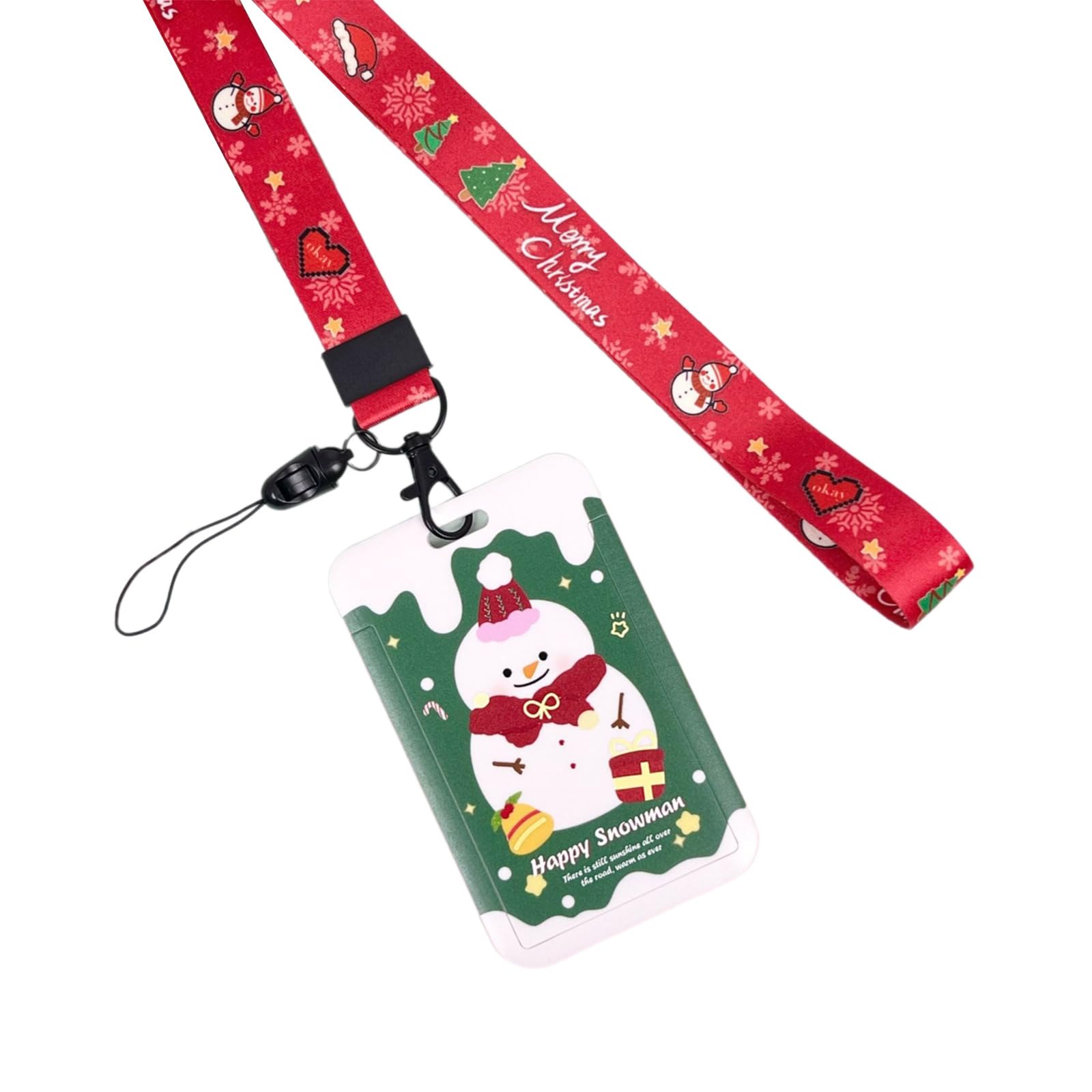 Zhapeg Girls Little Snowman Christmas Key Lanyard With Card Holder Neck Strap Christmas Tree Snowman Badge Lanyard For Nurses Teachers Students