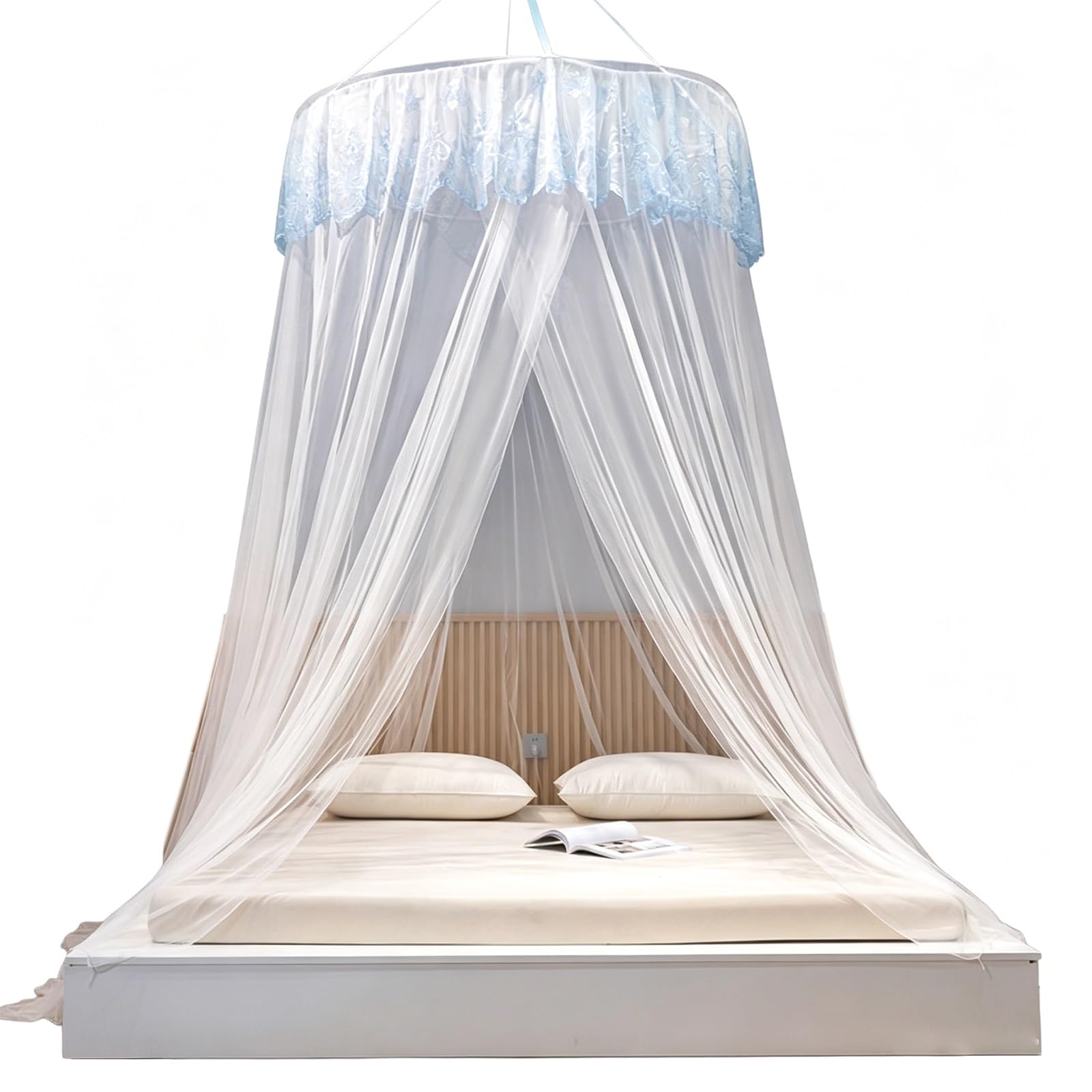 SARKEY Round Dome Canopy Bed Curtain,Cozy Drape Netting,Floor-standing Mosquito,Tent For Hanging Net,Lace,Large Space,Ceiling,for Girls Adults Bedroom Décor