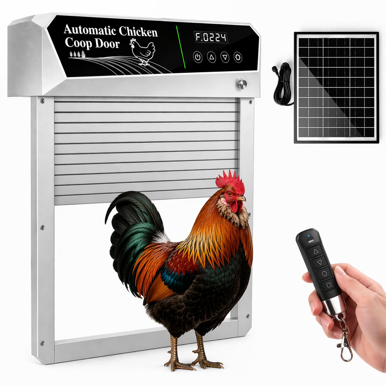 No-Wiring Solar Roll-Up Coop Door