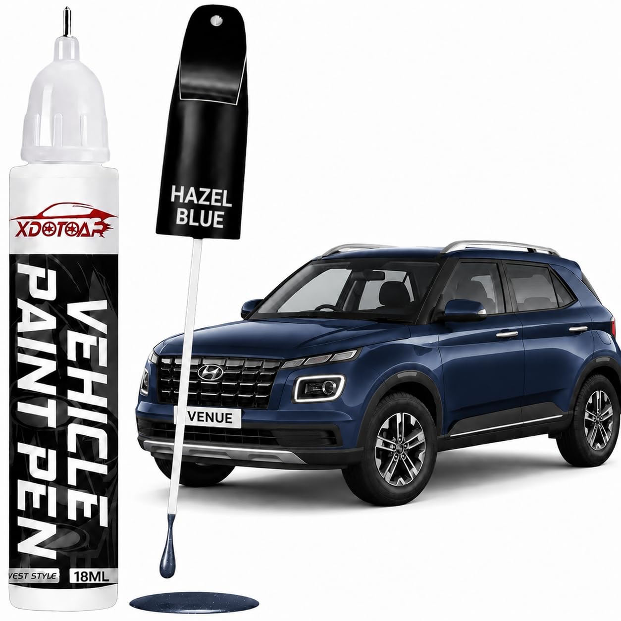 XDOTOAR Touch Up Paint for Car Scratches - Hyundai | Exact Color Match Car Touch Up Paint Pen | Advanced 2K Technology Formula | Long Lasting, Easy to Use, Quick Dry & Waterproof | 18ml (HAZEL BLUE, Venue)-image-41