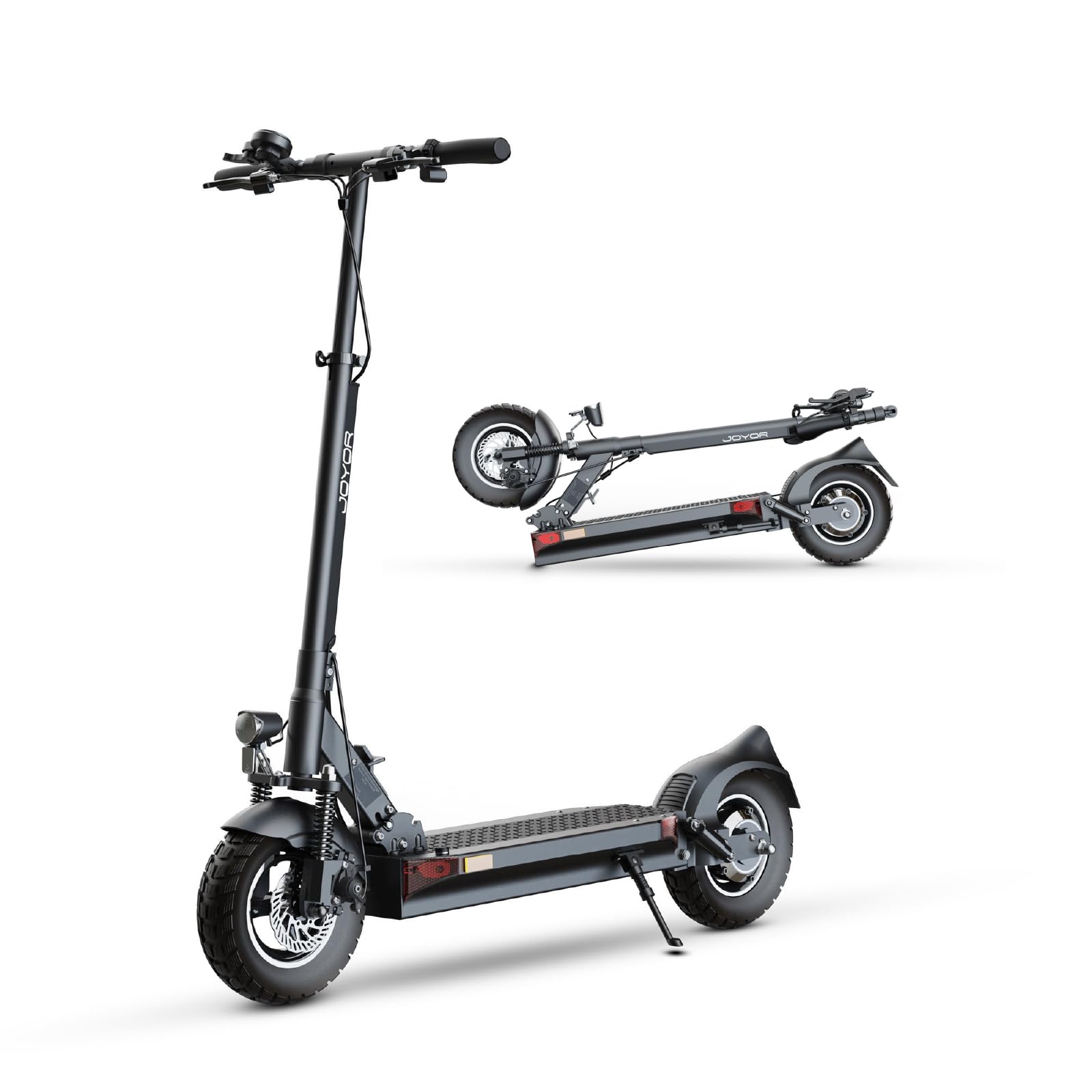 Joyor Y10 - Patinete eléctrico para Adultos - Alta Autonomía 100 km, Motor 500W, Ruedas de Aire 10”, Doble Suspensión, Freno y Luces de Giro, Tres Modos de Conducción - Homologado DGT