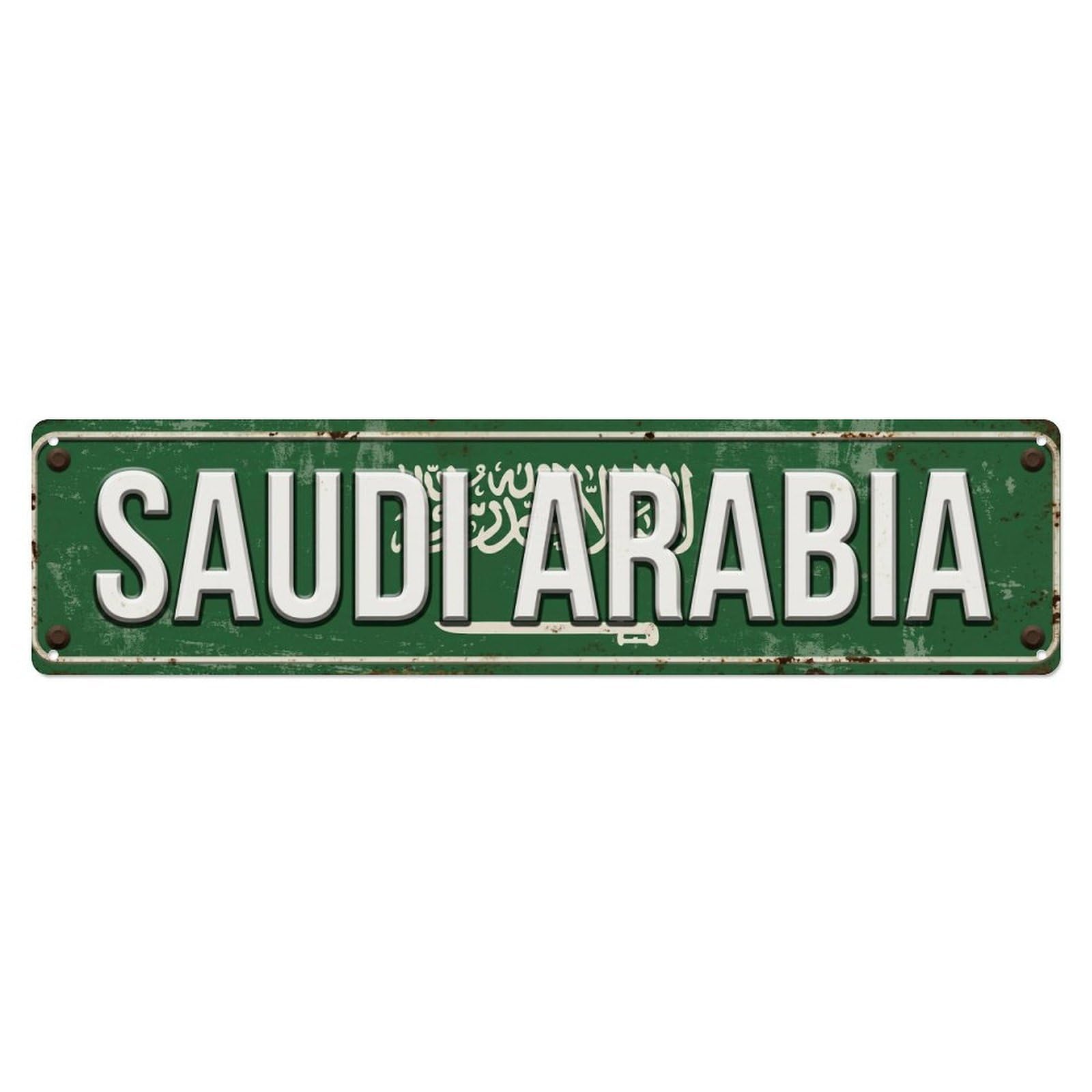 Vintage Saudi Arabia Flag Pattern Metal Tin Sign