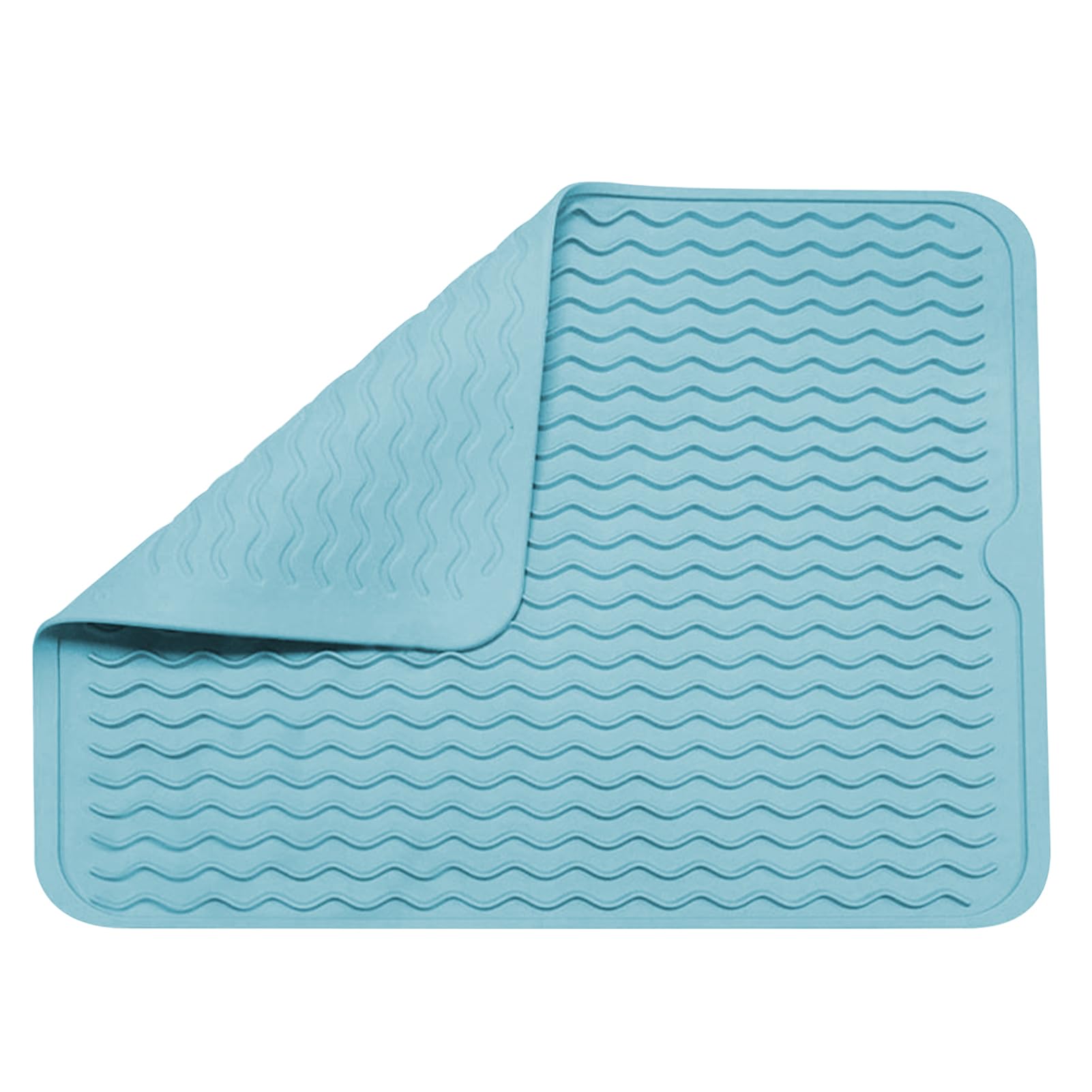Faderr Silicone Draining Mat Collapsible Silicone Draining Board Mats Draining Mat for Sink Non-Slip Drying Mat for Kitchen Counter Heat Resistant Easy Clean Draining Mat(Blue) - Image 2