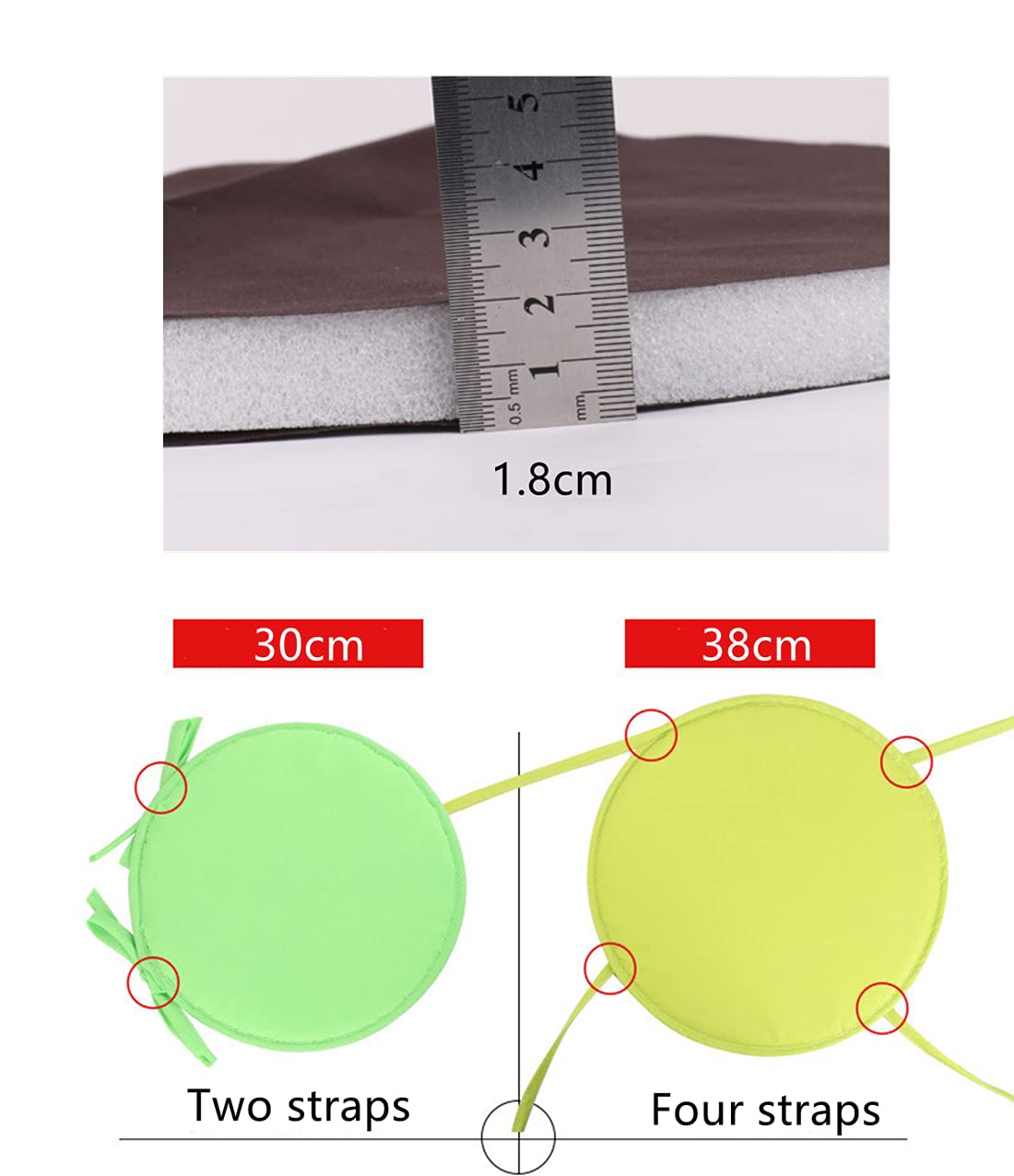 Kolorowe poduszki na krzesła do wnętrz/na zewnątrz Okrągłe poduszki do siedzenia Ogród Patio Poduszki domowe - Średnica 30 cm / 38 cm, Obicia na poduszki do mebli ogrodowych
