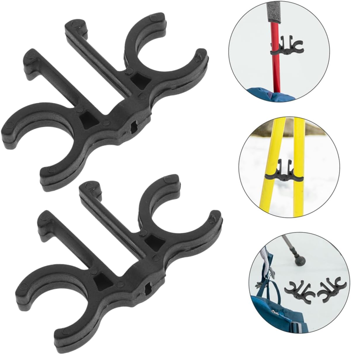 Toddmomy 6pcs Double Hiking Pole Clips Connector Trekking Stick Buckle for Outdoor Sports Quick Attachment Supportive Design for Hiking Camping and Trekking Activities