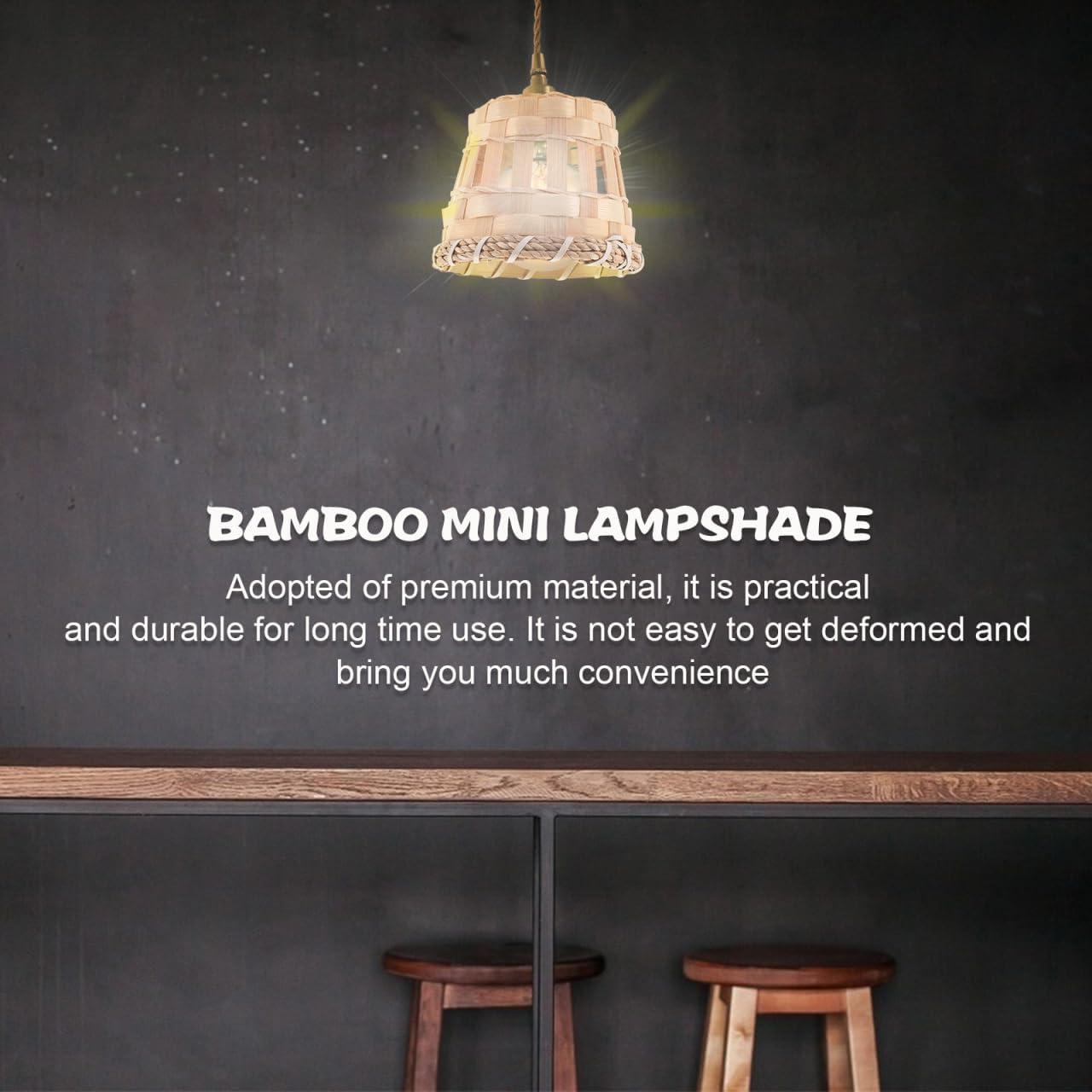 Baluue 4.13 Inch Bamboo Drum Lamp Shade Woven Rattan Ceiling Light Cover Indoor Light Fixture for Home Hotel Study Decor Set of 4
