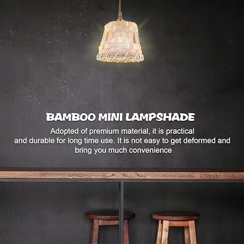 Miniatura 2 de Baluue 4 pantallas tejidas de bambú, tejido de ratán hecho a mano, pequeña pantalla para lámpara de araña de mesa y lámparas de pie, estilo bohemio