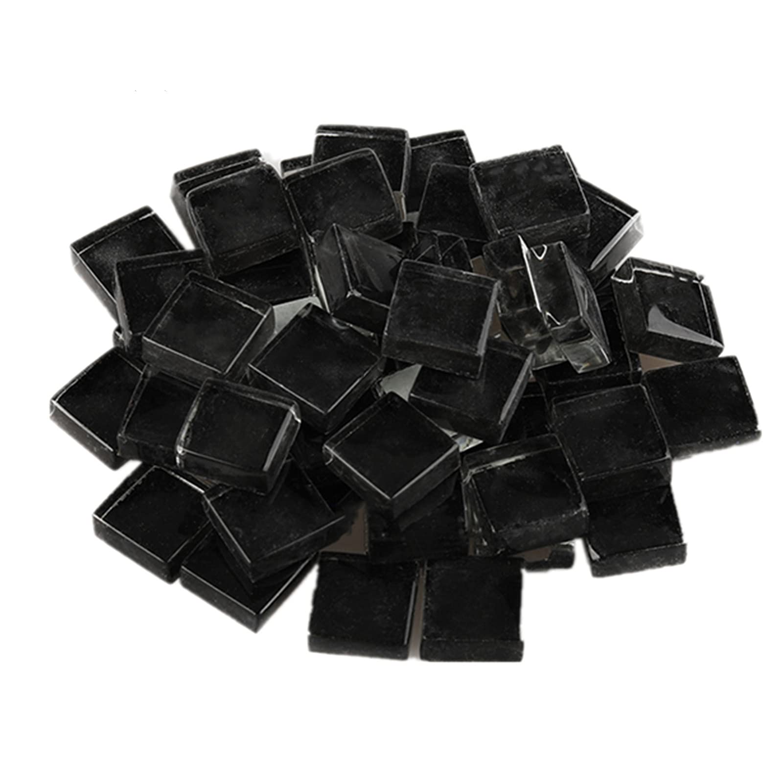 200g Glass Mosaic Tiles Square Crystal Mosaic Stones Glass Pieces for DIY Art Craft Decoration,1x1cm(Black)