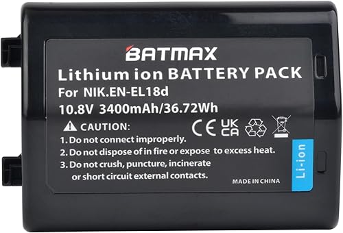 Batmax Batería EL18d EN 3400mAh para cámaras Nikon EN-EL18d Nikon D5, D6, Z9, D4, D4S