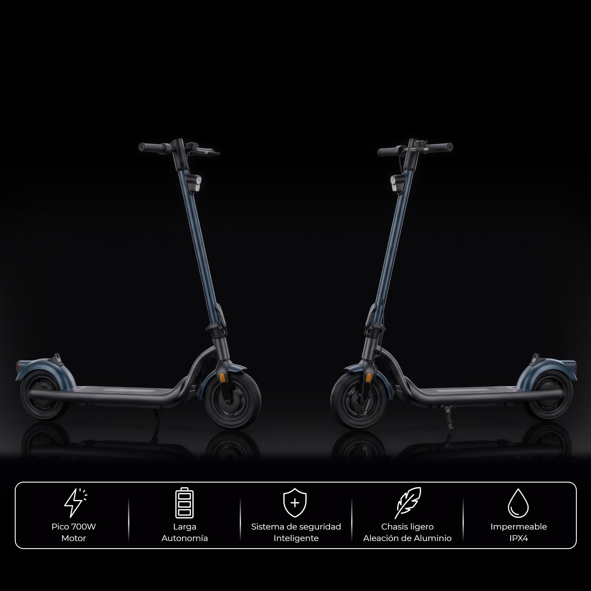 N5 Patinete Eléctrico con Tracción Trasera Neumáticos Tubeless 10" | Motor 350W, 25 Km Autonomía, Pendiente 18%, Sistema TCS, Sistema BMS, Frenos Duales, Estructura ligera, Plegable, IPX4