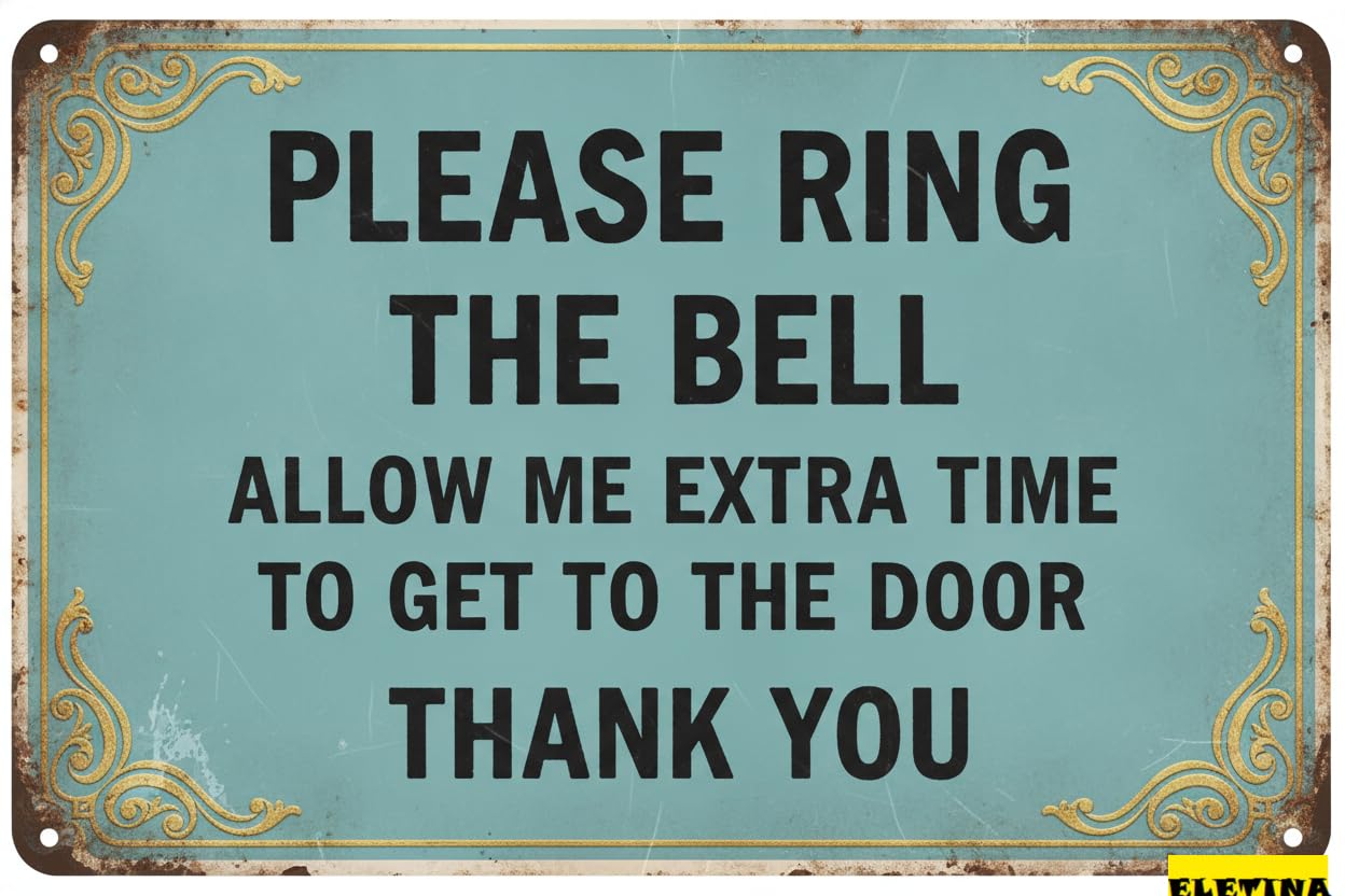 Personalized Sign for Man Cave Please Ring Bell Metal 8x12in Polite Plaque Door Wall Decor Accessibility Gift Private Property Decorative