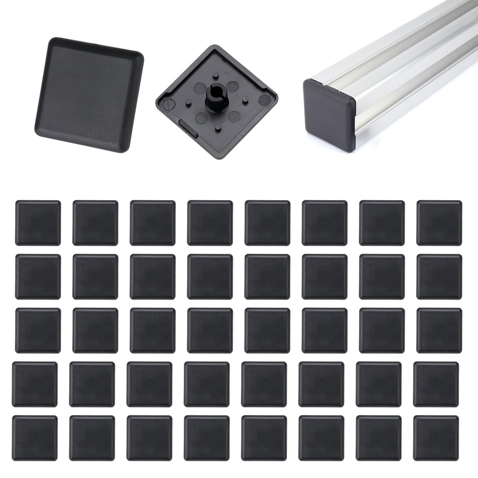 40 Tappi Terminali Per Profili Alluminio 30x30 Mm - Protezione Antigraffio Per Costruzione, ABS - Foto 3