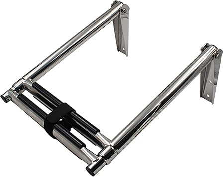 Foldable Boat Boarding Ladder, Stainless Steel 2 3 4 Step Telescoping Ladder Swim Step with Non Slip Rubber for Dock Marine Pontoon/Yacht/Swimming Pool Size 2 Step