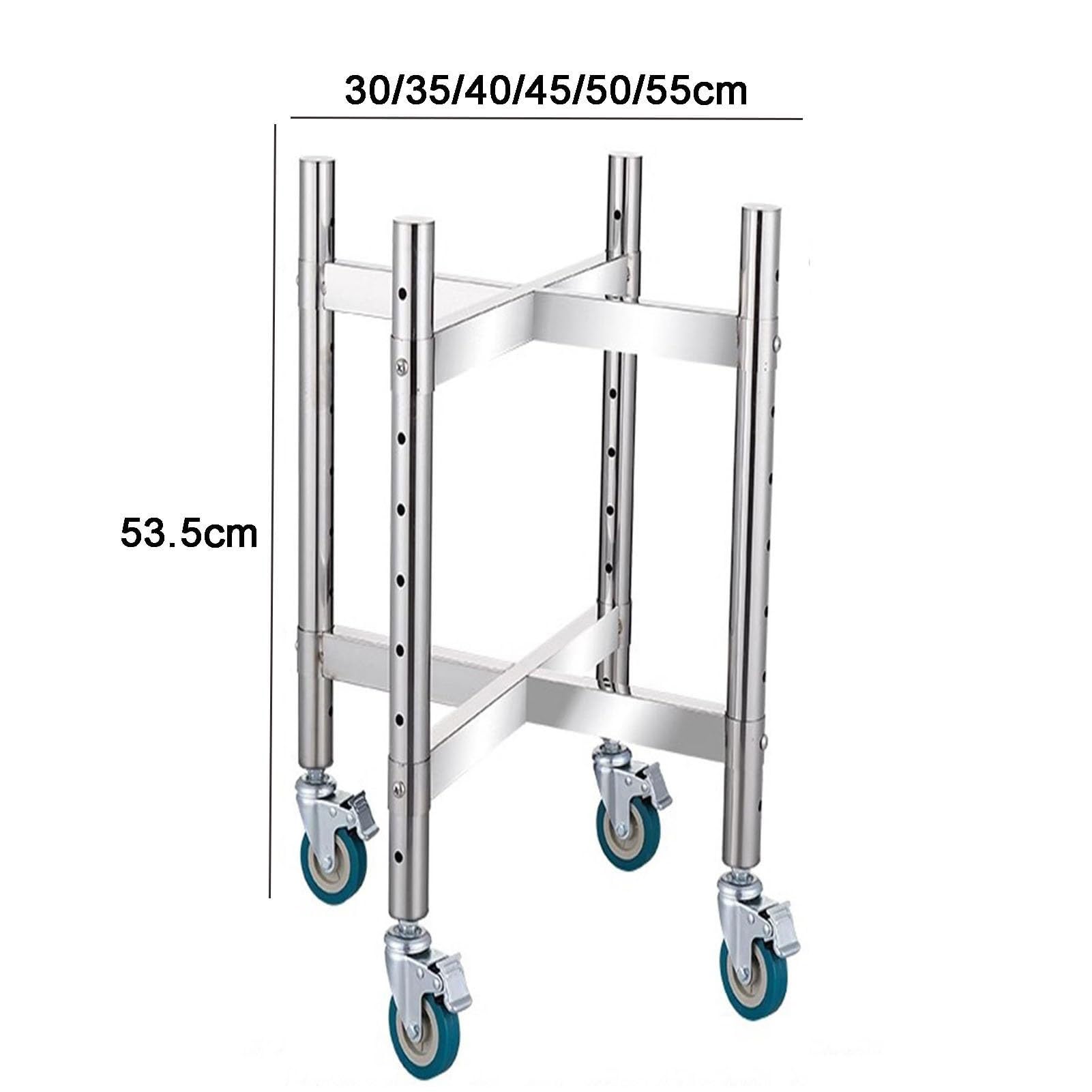 Estante para ollas de acero inoxidable resistente, estante de metal de altura ajustable con ruedas, carrito de cocina rodante para restaurantes y hoteles