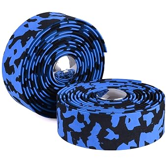 KINGOU Black & Blue Camouflage EVA Road Bike Handbar Bar Wraps - 2PCS Per Set