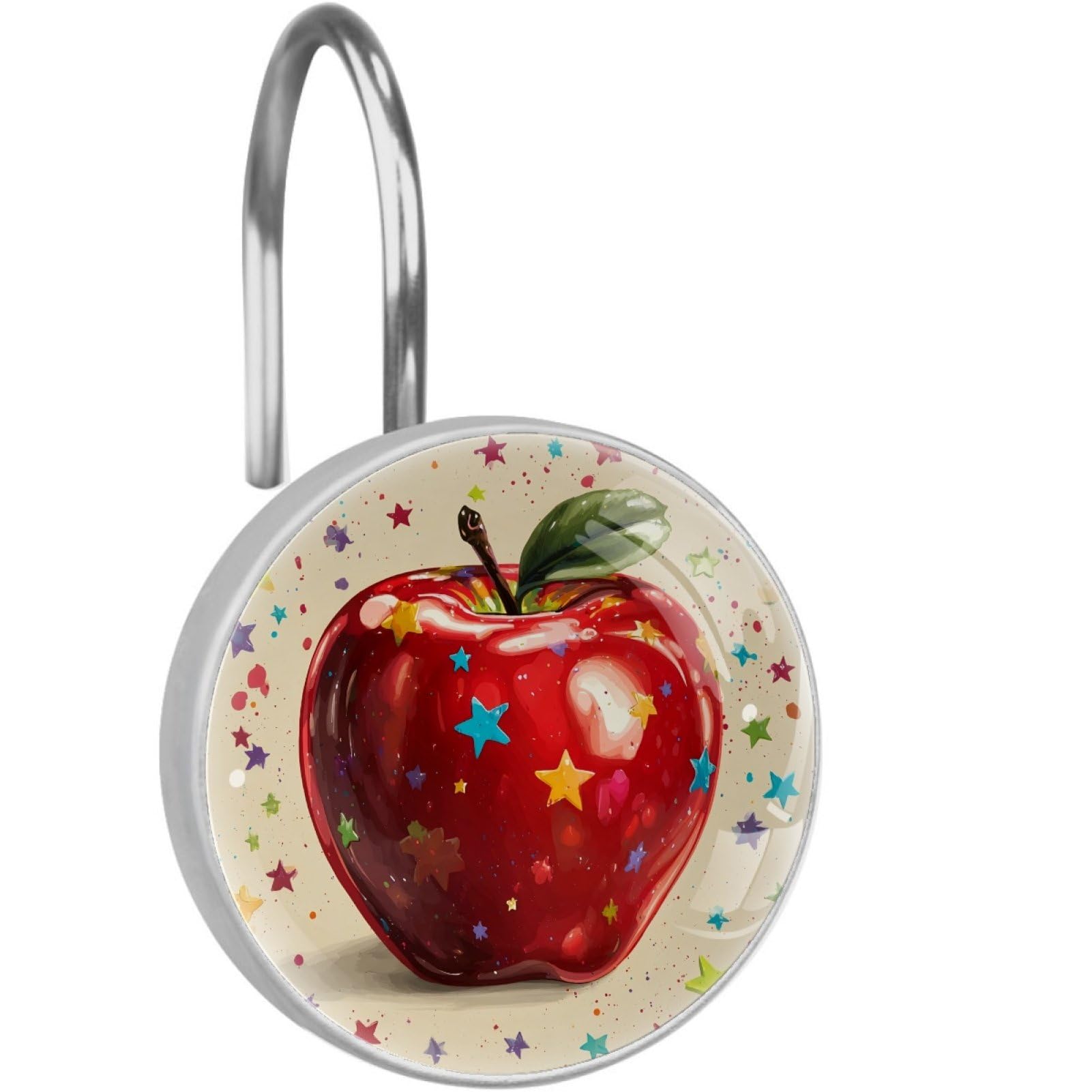 VAPOKF Shower Curtain Hooks, 12PCS Star Apple Shower Curtain Hook for Bathroom Decors Home Bedroom
