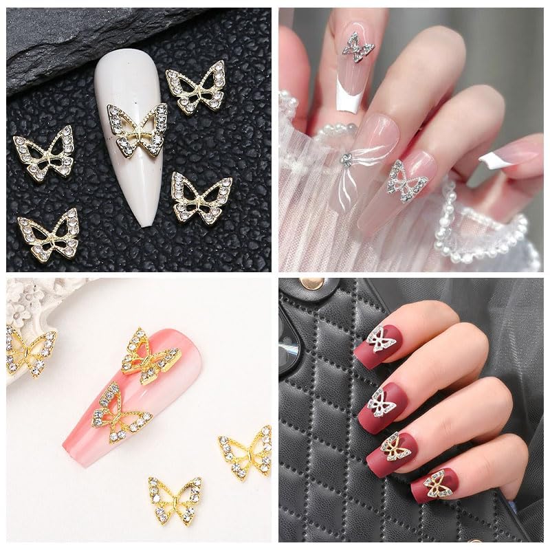 20Pcs 3D Butterfly Nail Charms, Gold Metal Alloy Nail Art Decorations for DIY Nail Art Jewelry Making and Craft Projects - Image 4