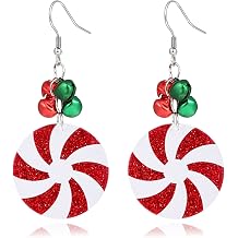 Christmas Earrings for Women Cute Sweet Reindeer Jingle Bell Bow Candy Cane Earrings Colourful Snowflake Christmas Tree Earrings Christmas Holiday Jewelry