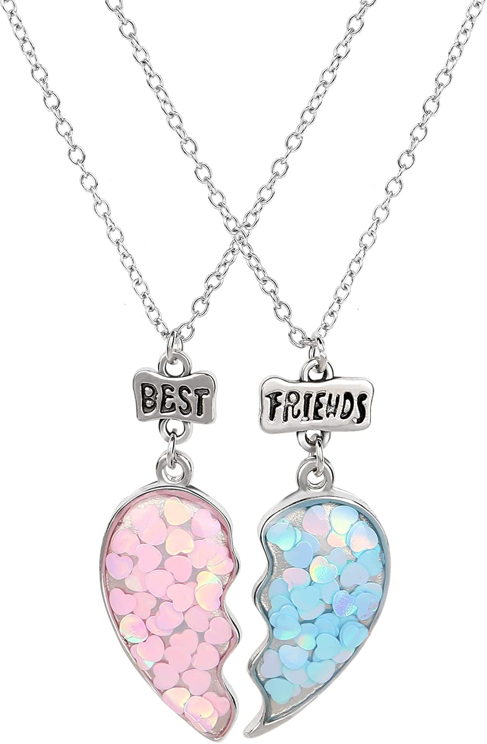 WesthoodNecklace for 2 - Split Heart Mermaid Tail Pendant Best Friends Forever Friendship Necklace Gifts for Girls Best Friend Necklace