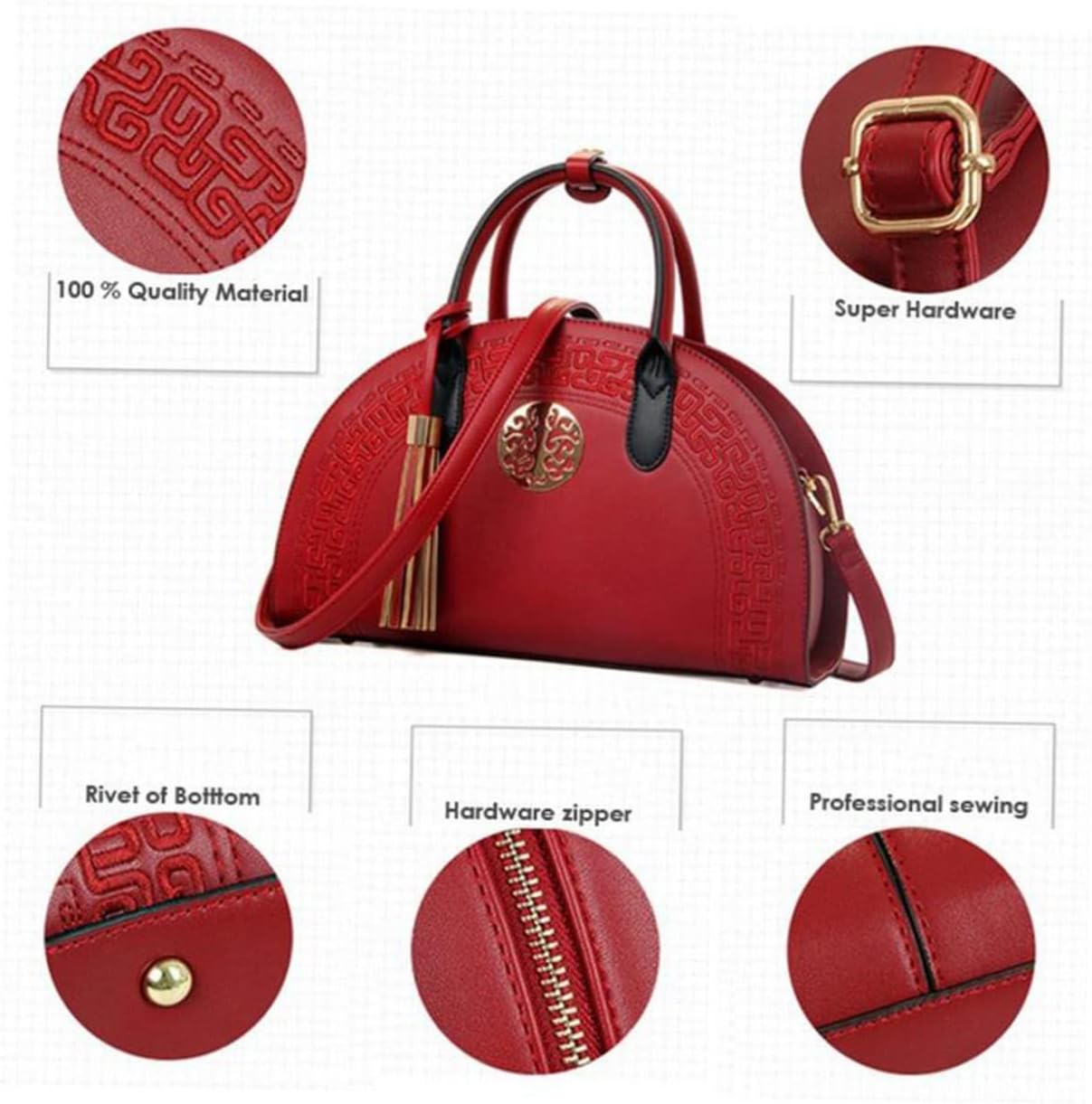 Beaupretty Vintage Shoulder Bag for Women Embroidered Handbag Purse Crossbody Bag Large Capacity Chinese Pattern