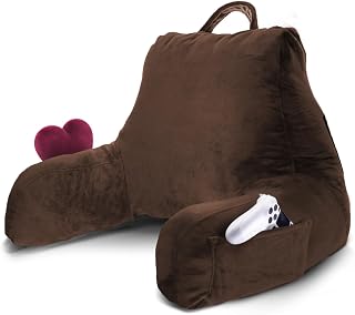 Nestl Reading Pillow for Bed, Back Pillow for Sitting Up in Bed, Brown