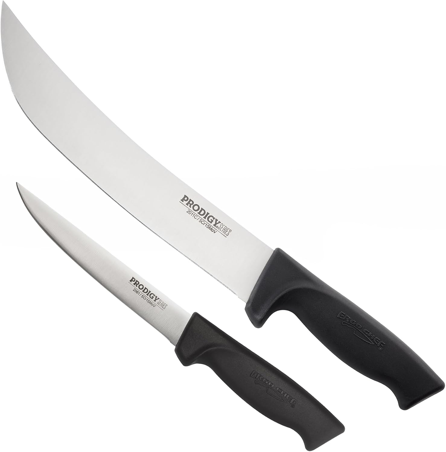 Ergo Chef 2pc Prodigy Series Butcher Knife Set - 10-Inch Cimeter Knife and 6-Inch Boning Knife - High Carbon Stainless Steel, Ergonomic Non-Slip Textured Handles