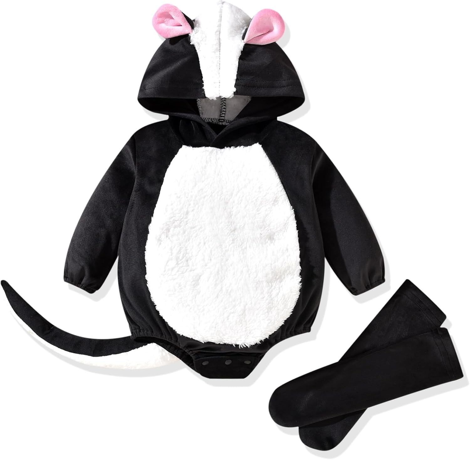 HINTINA Infant Baby Girl Animal Romper Hooded Bodysuit With Socks Halloween Christmas Outfits Fall Winter Clothes Set