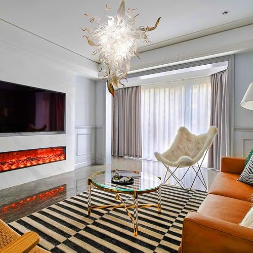 Longree Hand Blown Glass Chandelier With Metal Chain Modern Luxury Glass Sculpture Art Decor Ceiling Light Hanging Pendant Light Fixture For Kitchen, Bedroom, Dining Room, Living Room #TOP1