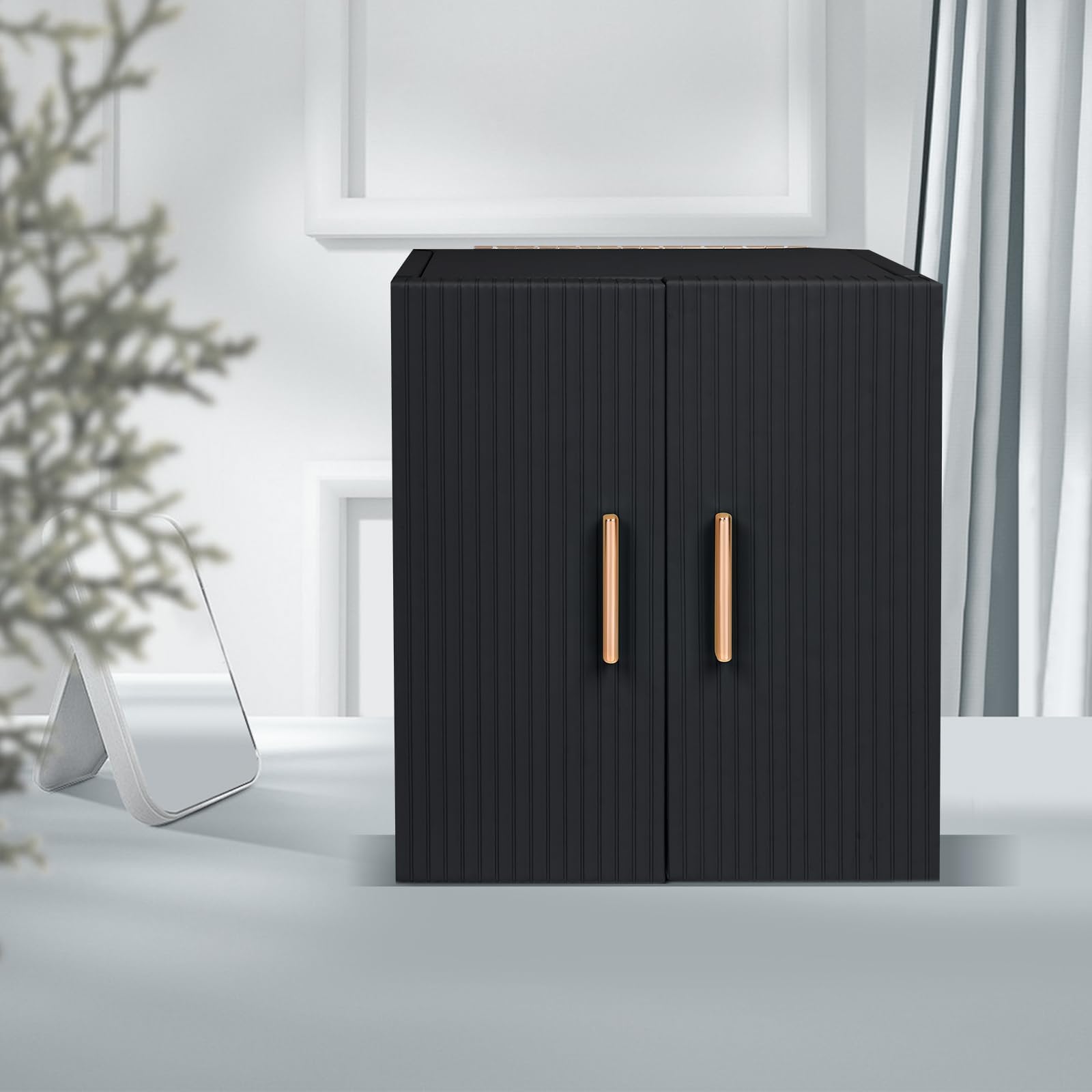 Dajasan Large Jewelry Box for Women, Jewelry Organizer Box with 3 Drawers, Jewelry Storage Organizer with Mirror for Necklace Ring Bracelet Watch, Gift Idea, 8.7 x 7.5 x 9.8 Inches (Black)