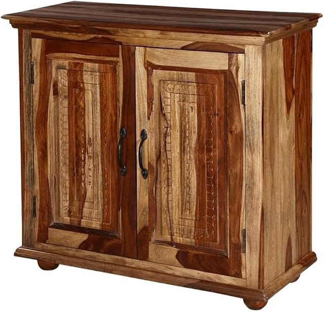 Indian Solid Rosewood Freestanding Small Buffet Cabinet 35.4 Inches Console Modern Design Industrial Bedroom Home Office Rustic Home Decor Furniture by A.S Industries.