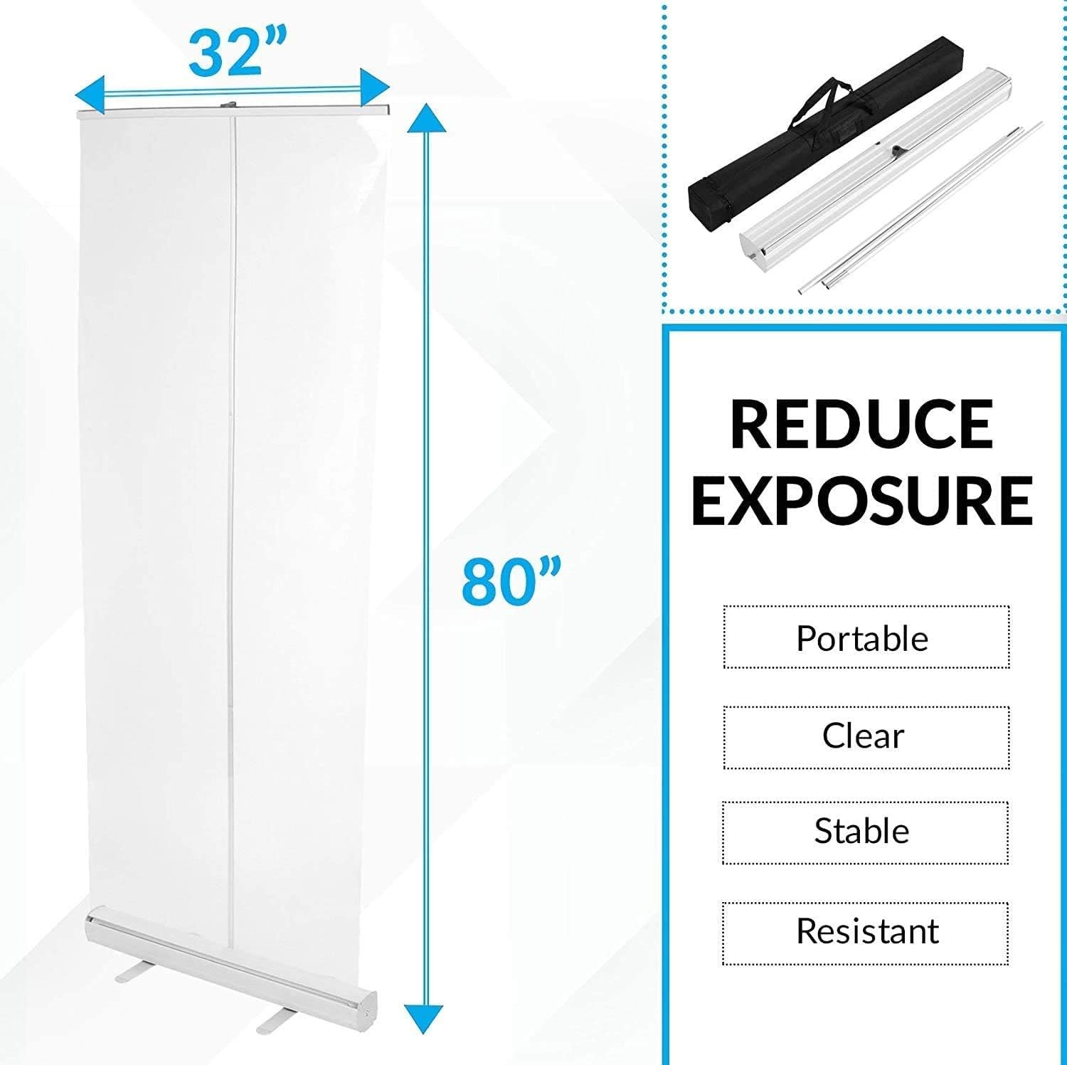 JYDQM Safety Face Shields Floor Standing Safety Face ShieldsRetractable Pull Up Banner Transparent Screen,Free Standing,Portable Partition Divider(80x200cm/31.5x79in)