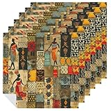 Bunte Stoffservietten, afrikanische Frauen, 6 Stück, ägyptische ethnische und wiederverwendbare Tischservietten für Zuhause, Hotel, Restaurant, Hochzeiten, Partys