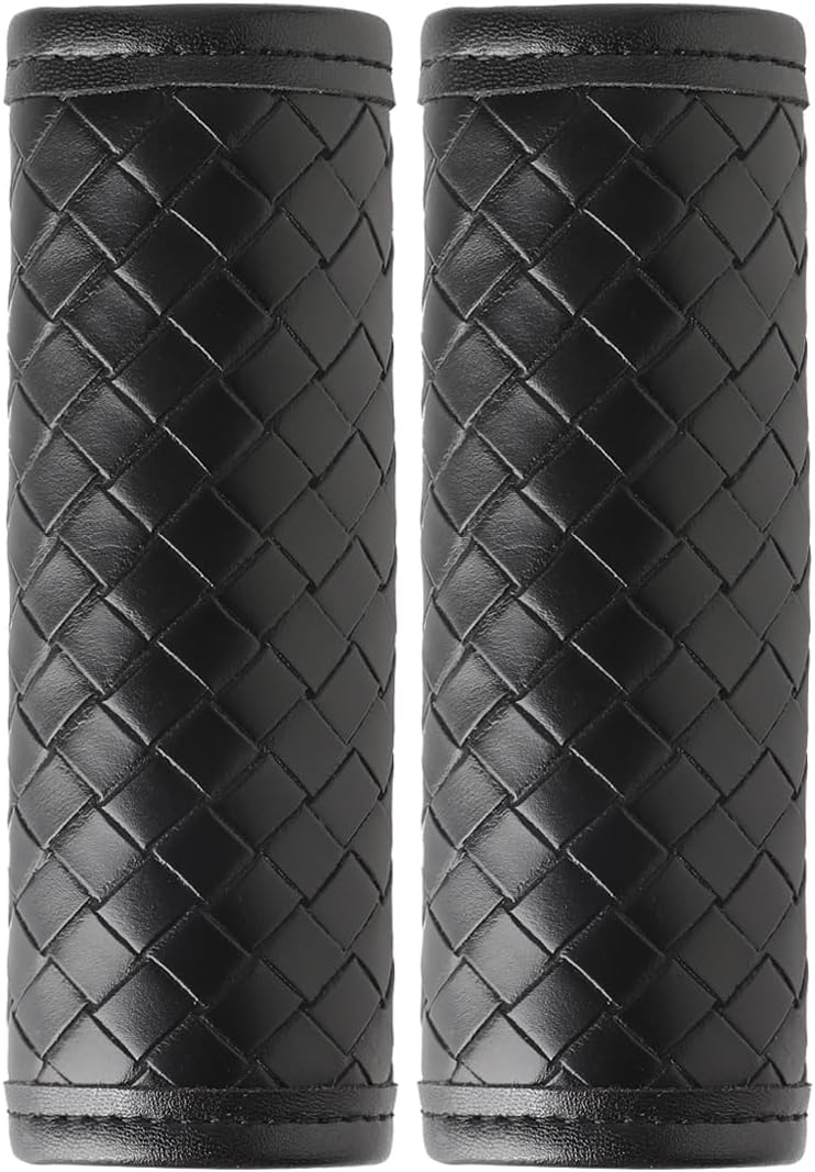 Leather Luggage Handle Wraps for Suitcase, 2 Pack Luggage Handle Cover Identifiers Tags Markers for Travel Accessories (Black 1)