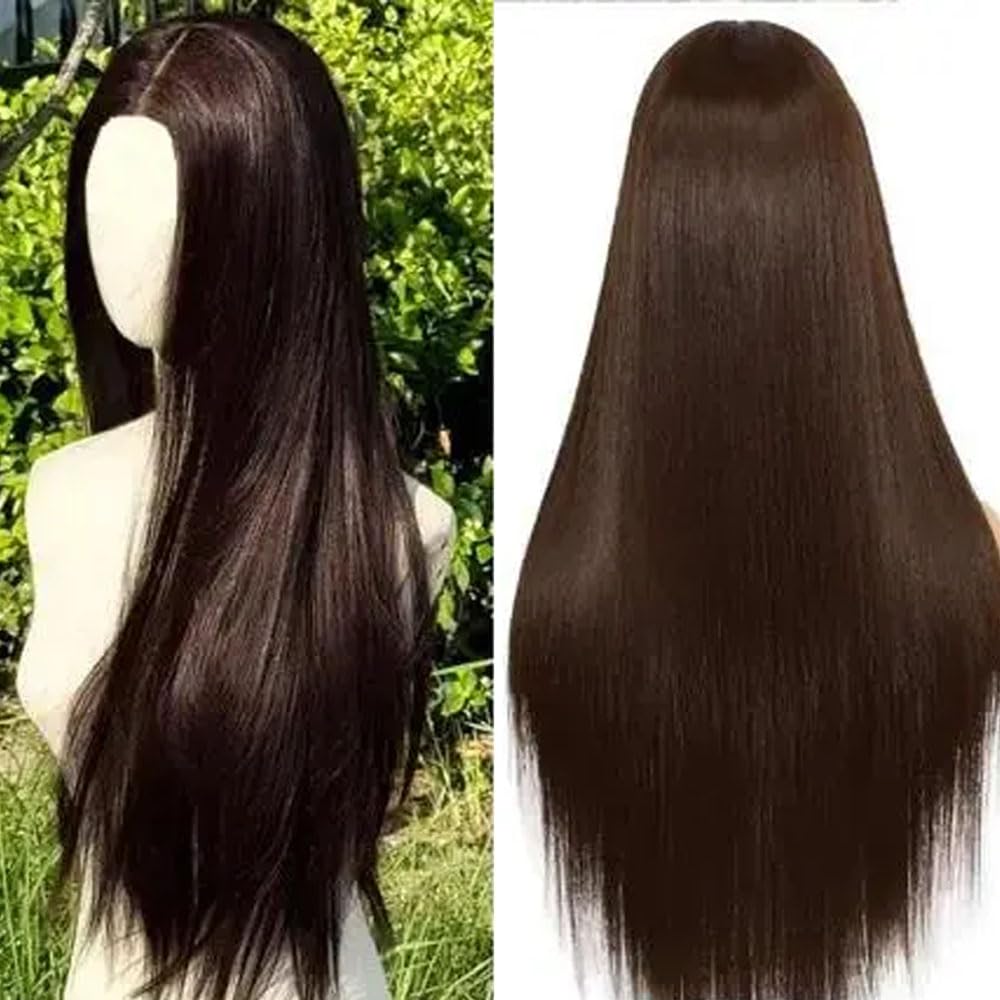 VIEWS Brown Long Hair Wig for Women Straight Hair Wig centre Parting Wig Heat Resistant Synthetic Hair Wigs, 24 Inch Long Wigs (Pack of 1)-image-22