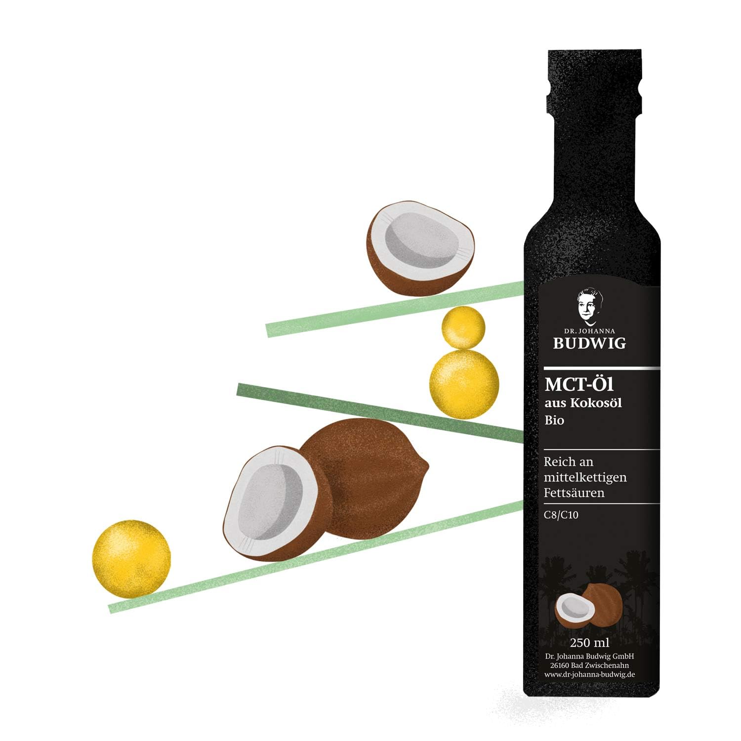 Dr. Budwig Kokosöl Bio MCT Öl (500ml) nativ kaltgepresst | C8 & C10 Fettsäuren - vegan & ketogene Ernährung - flüssig - geschmacksneutral - mct oil - Ketone zum trinken - kokosnussöl
