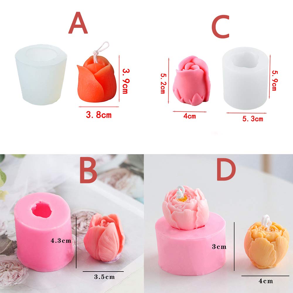 Moules En Silicone En Forme De Rose - Lot De 2 - Pour Bougies, Savons, Résine - Réutilisables Et Flexibles