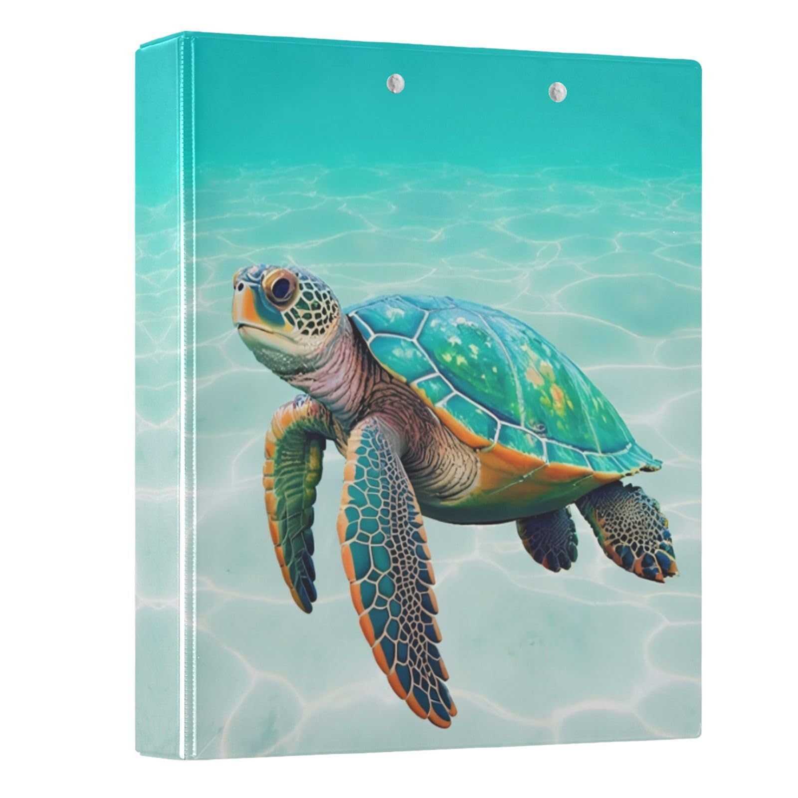 3 Ring Binder Sea Turtle 1.5" Round Ring Binders View Binder with 200 Sheet for Kids School Supplies Women Men Office, 1 Pack