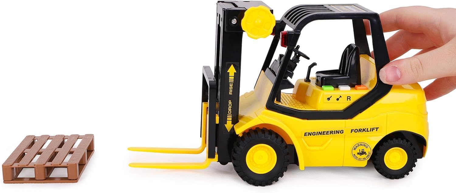 Toyland® 23 cm (9") Transpallet con carrello elevatore a frizione - Scala (1:16) - Giocattolo da costruzione per ragazzi con luci e suoni - Dai 3 anni in su