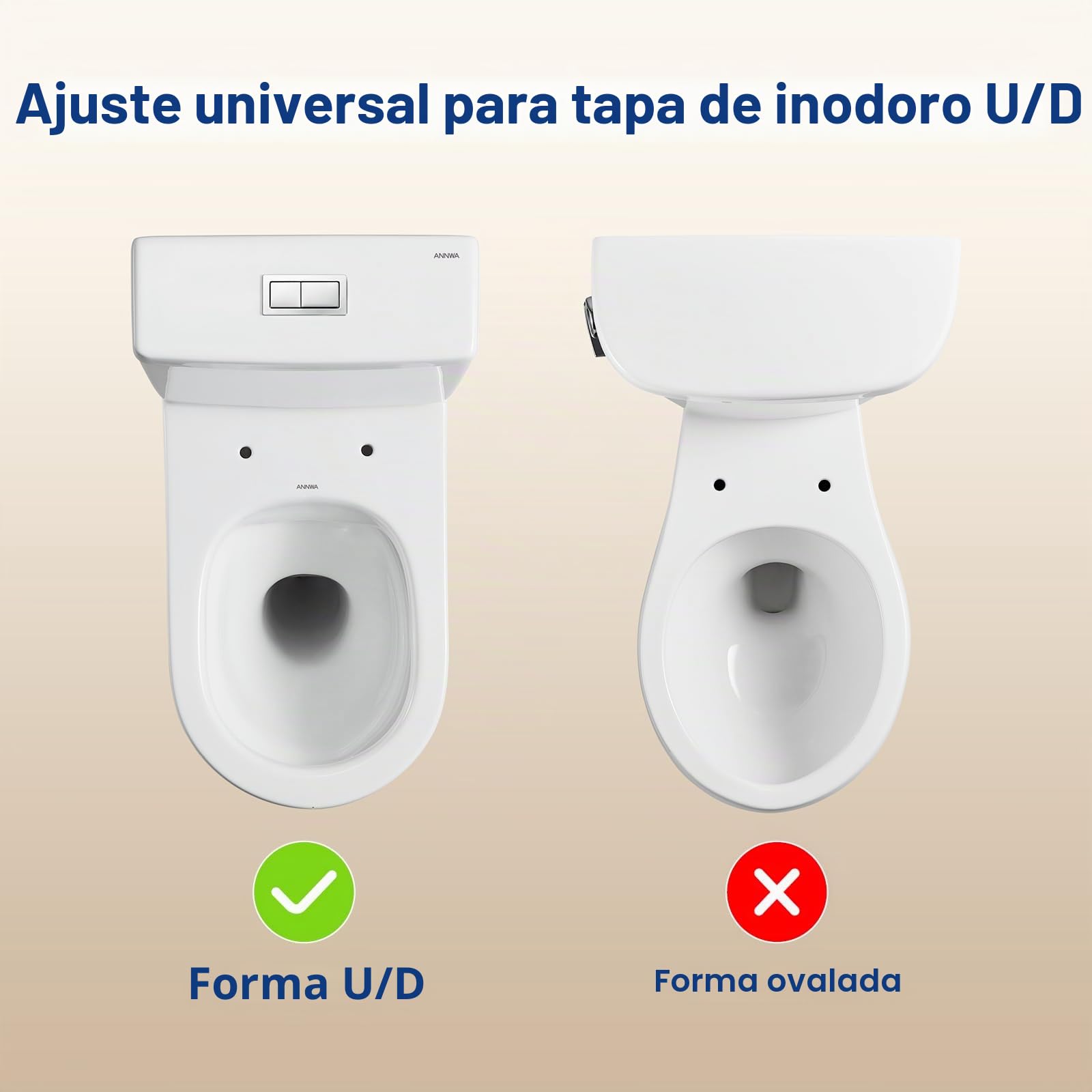 Tapa WC Universal, Asiento de Inodoro de Cierre Suave, Tapa Inodoro en Forma de U/D, Liberación Rápida para una Fácil Limpieza, Blanco