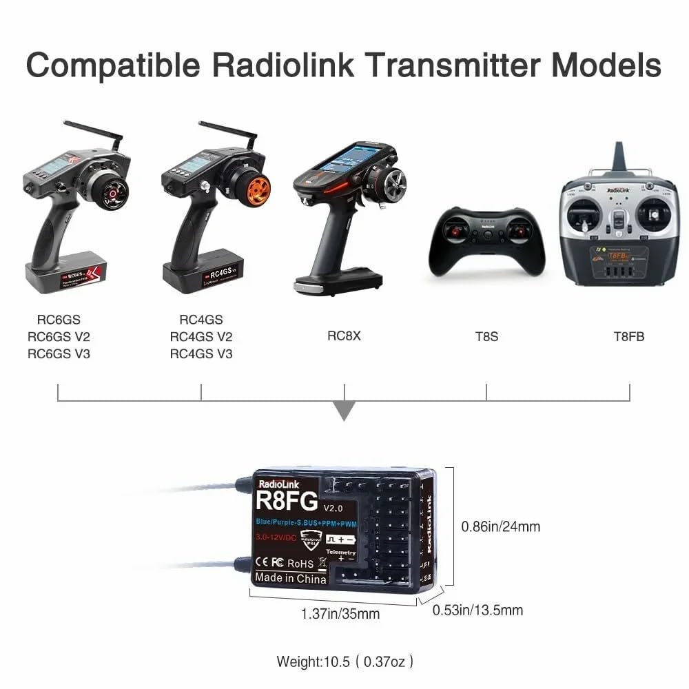 Amazon | Radiolink R8FG 2.4GHzレシーバー 8CH受信機 T8FB/RC6GS