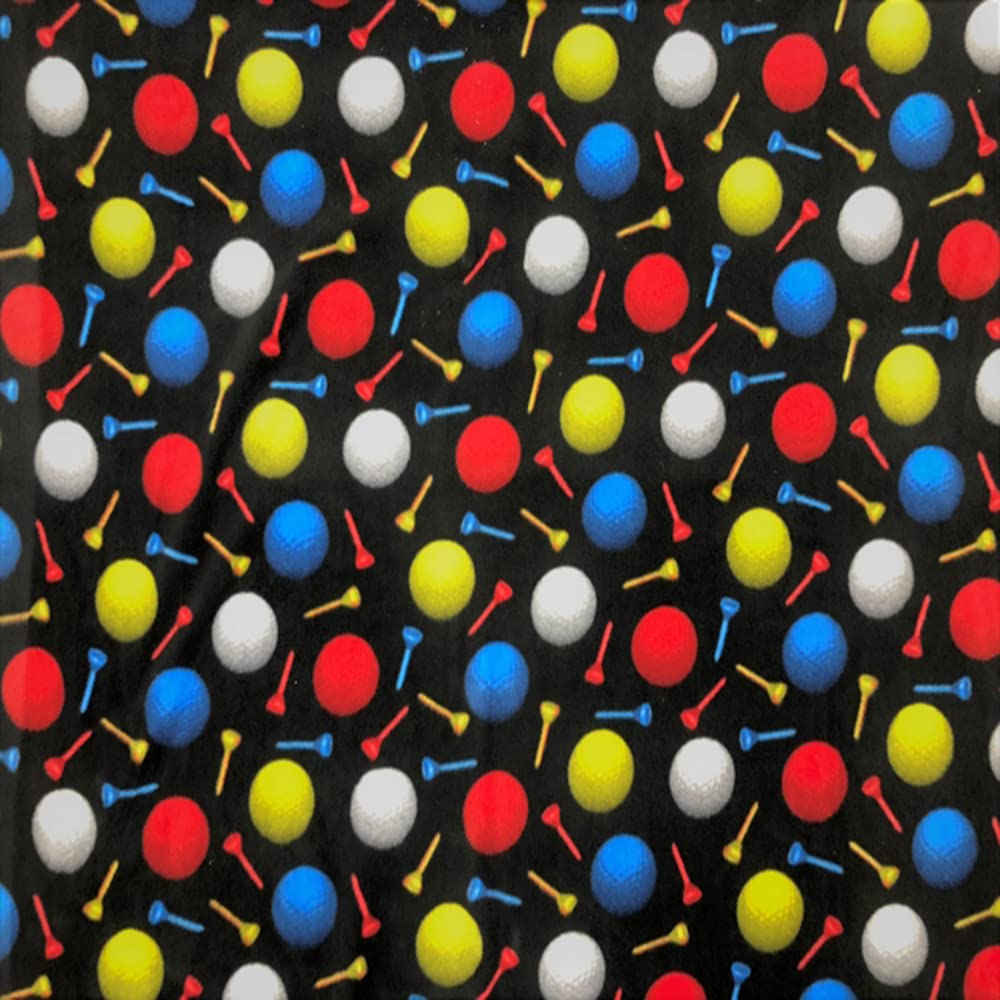 Pico Textiles 2 Yards Bolt - Golf Balls Allover Fleece Fabric - Sold by The Bolt - Print Fleece Fabric - Ideal for Sewing Projects, Scarves, No Sew