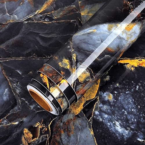 Image of HOME13 Marble Wallpaper Peel & Stick Contact Paper Self Adhesive Decorative Removable Waterproof Wallpaper for Kitchen Cabinet and Furniture Countertops (24 X 100 INCH, Blue Stone Marble)