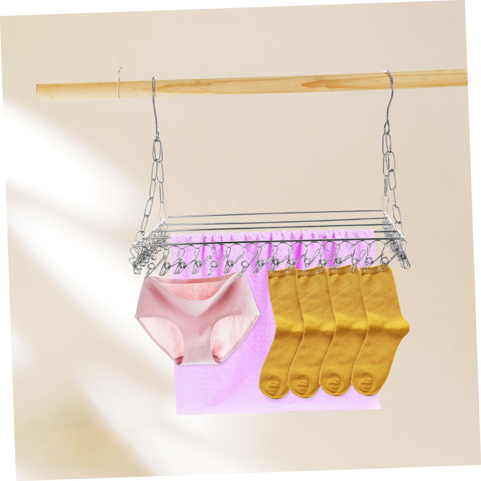 Artibetter Stendibiancheria Grande Balcone o Acciaio Inossidabile per in 36 Clip Presa Sicura Multifunzionale Asciugare Sciarpe Indoor Outdoor