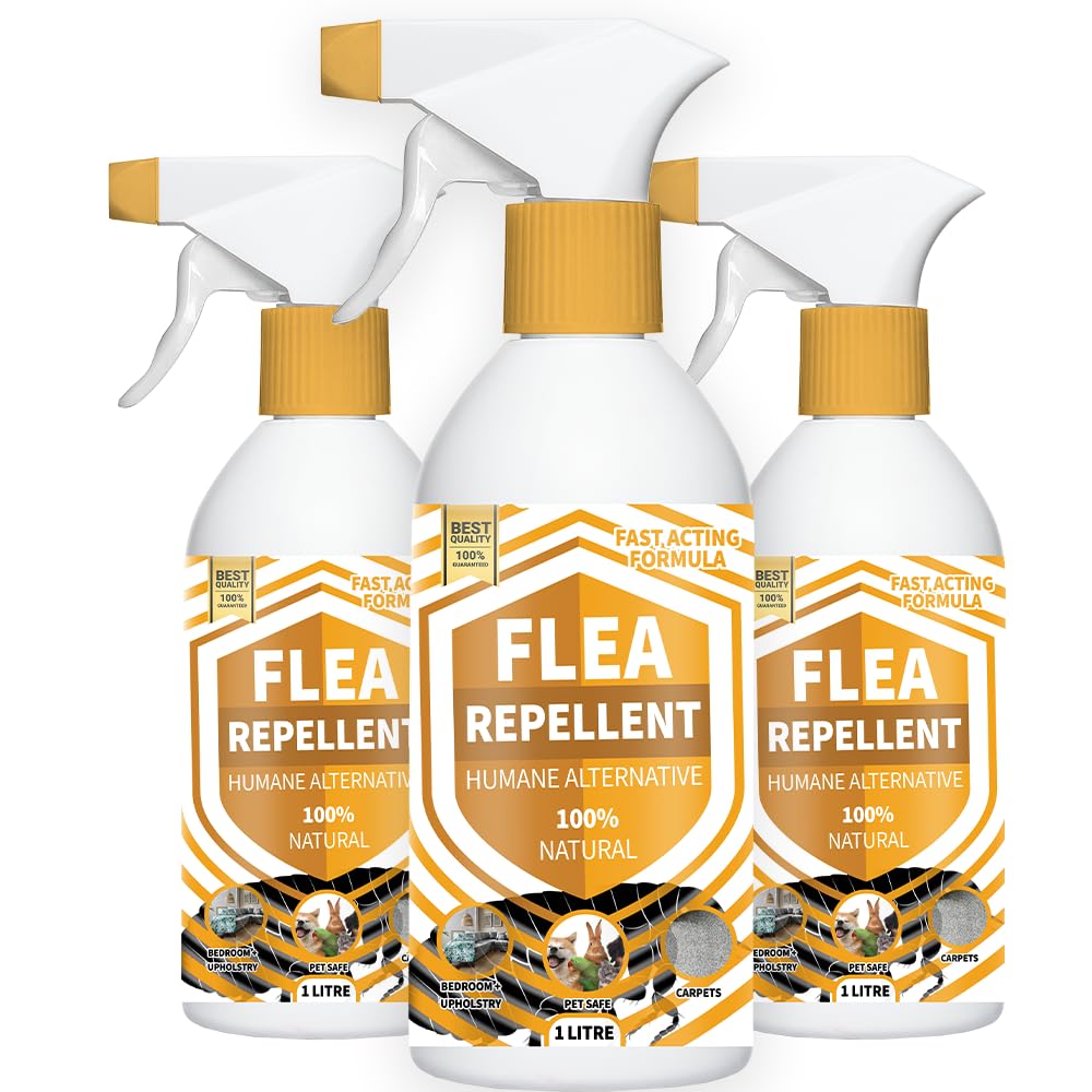 Flea Repellent Spray - Natural & Pet Friendly - 500ml, 1L, 5L Bottles - Indoor & Outdoor Use - Safe, Non-Toxic Flea Deterrent for Dogs, Cats, and Home (1 Litre)