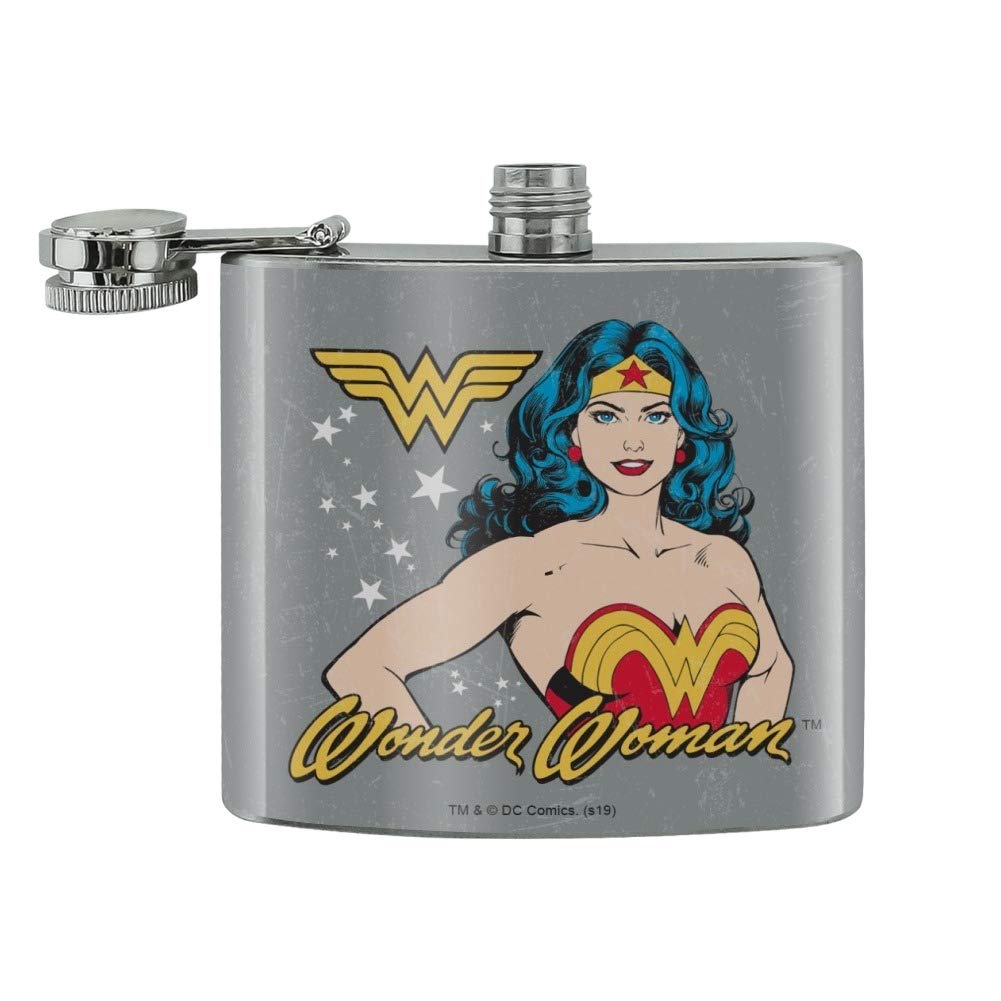 Wonder Woman Vintage Icon Stainless Steel 5oz Hip Drink Kidney Flask