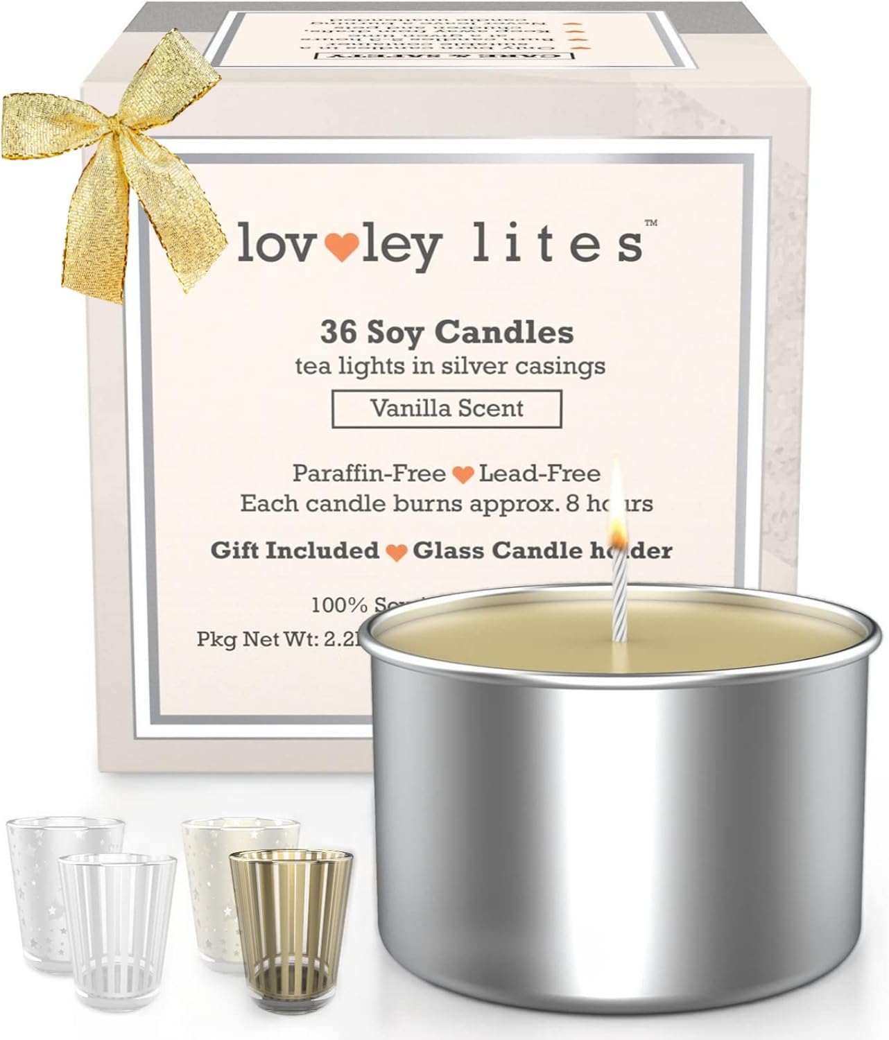Lovley Lites Soy Tealight Candles Vanilla 36 Premium Long