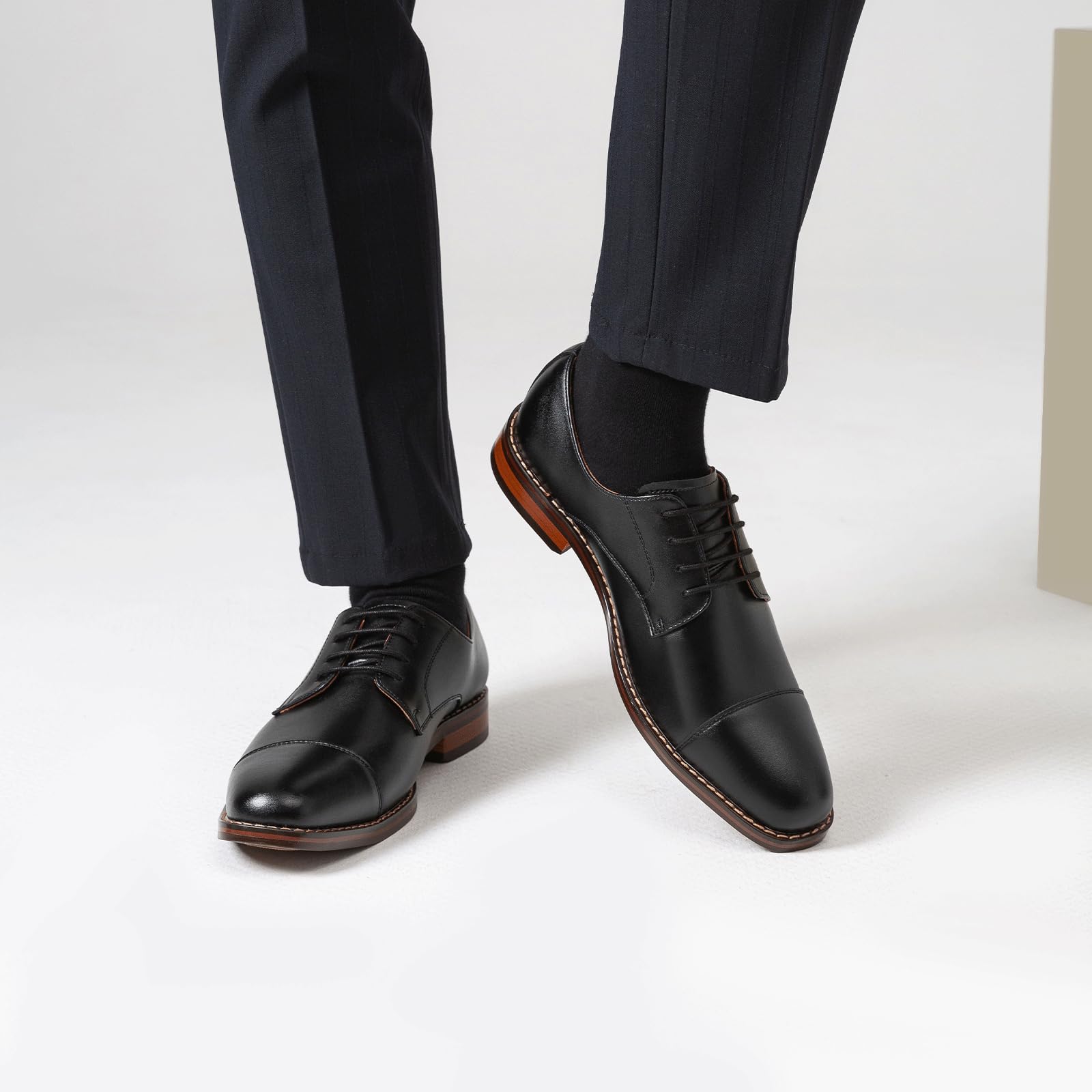 Poerkan Herren Business Schnürschuhe, Hohe Qualität Klassische Oxfords, Komfortable Vielzweckige Schuhe, Schwarz & Braun