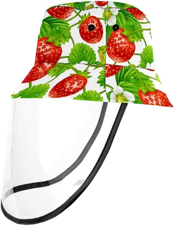 Cartoon Strawberry Hat with Shield Safety Full Transparent Shields
