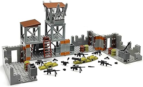 Miniatura 3 de ZHX Juego de ladrillos de construcción de base militar para minifiguras del ejército, accesorios de guerra, base de defensa, armas, armas, bloque de